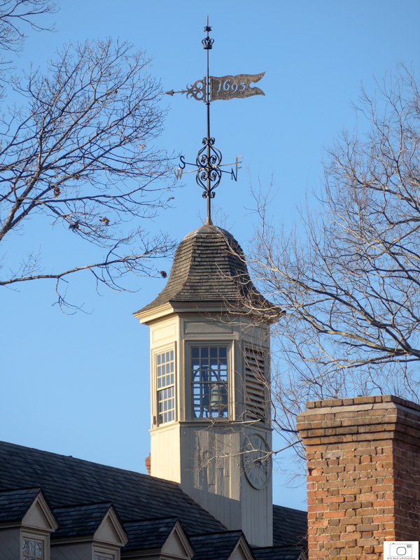 Wren Pennant, Bell, and Clock atop the Wren BuildingCollege of William & Mary - February 2016